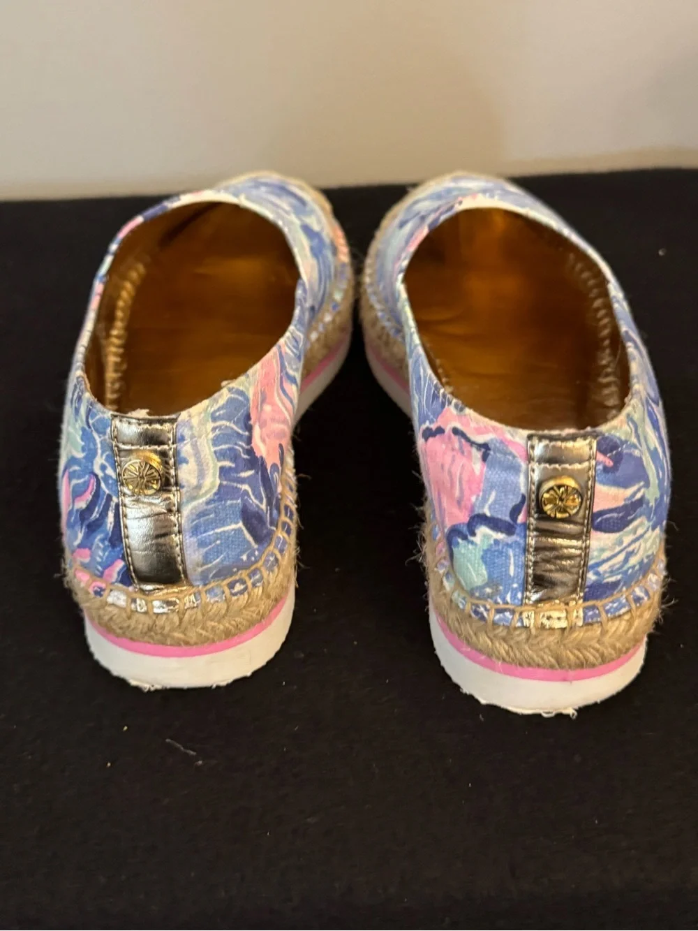 Lilly Pulitzer Marlo Blue Floral Espadrille Slip-On Shoes Size 7.5